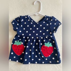 Carters Navy/White polka dot with Strawberries top. SZ 12M